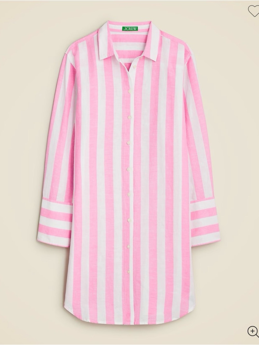J. Crew Linen-Cotton Blend Pink and White Striped Button-Front Beach Shirt
